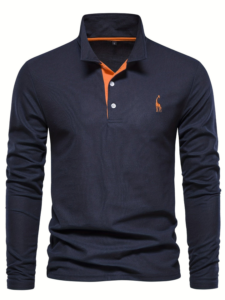 Breathable Long-Sleeve Polo Shirt for Men