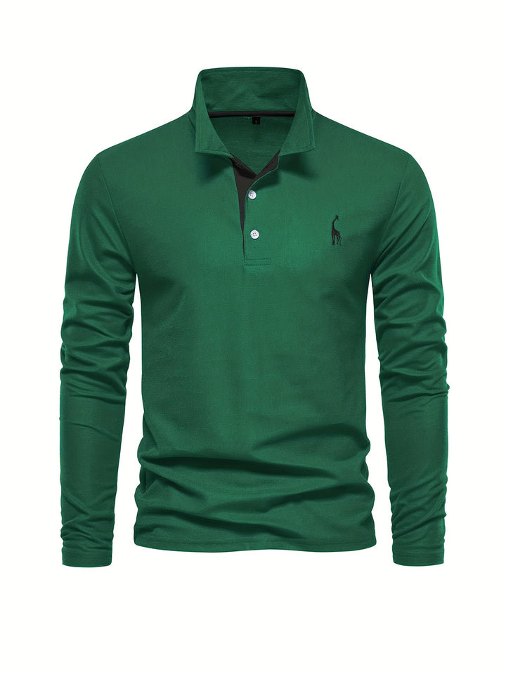Breathable Long-Sleeve Polo Shirt for Men