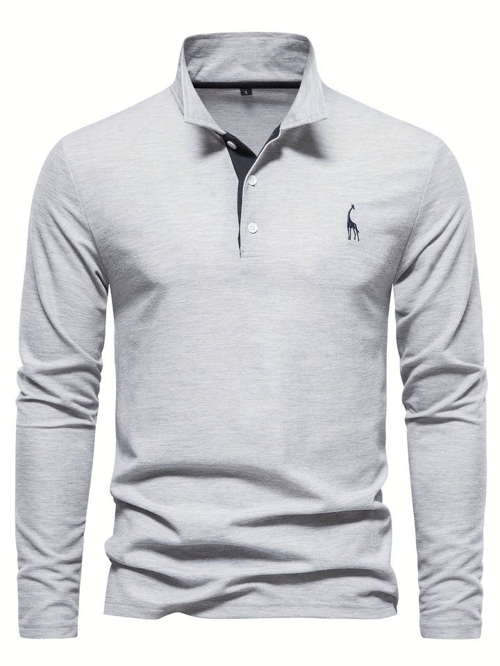 Breathable Long-Sleeve Polo Shirt for Men