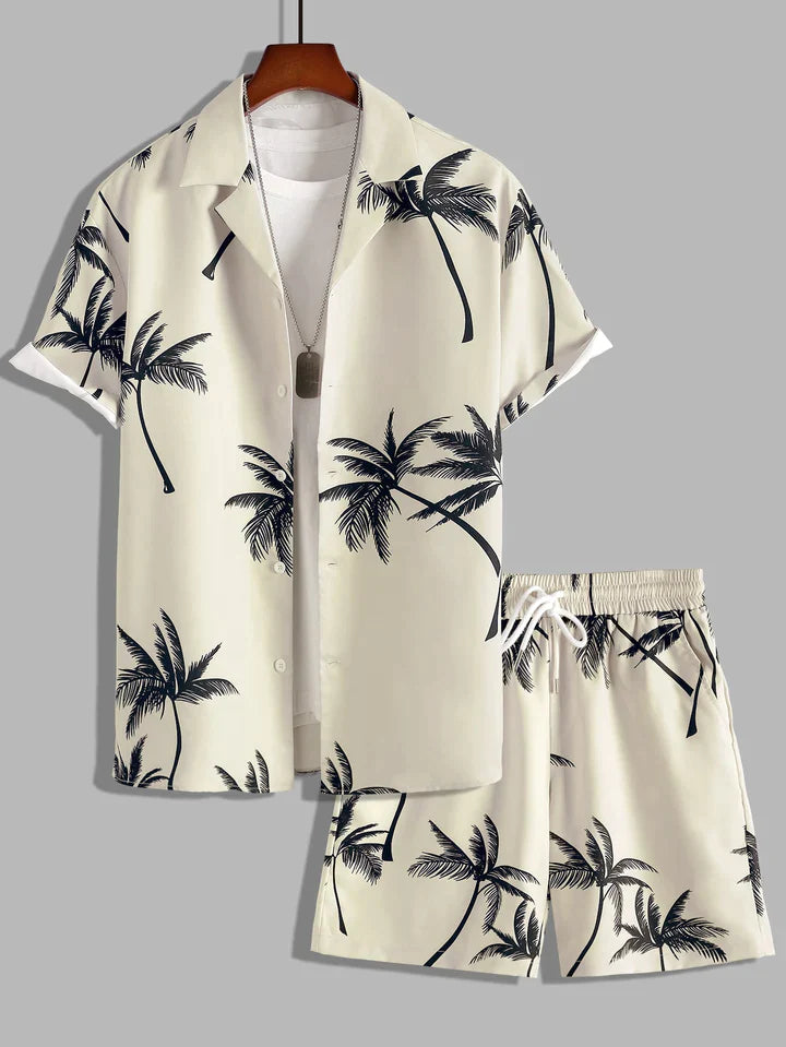 Finn | Tropical Palm Print Shirt and Shorts Set
