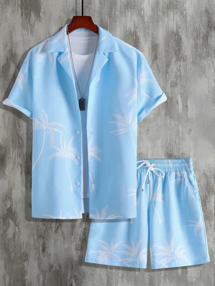 Finn | Tropical Palm Print Shirt and Shorts Set