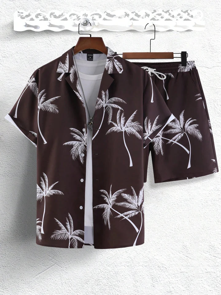 Finn | Tropical Palm Print Shirt and Shorts Set