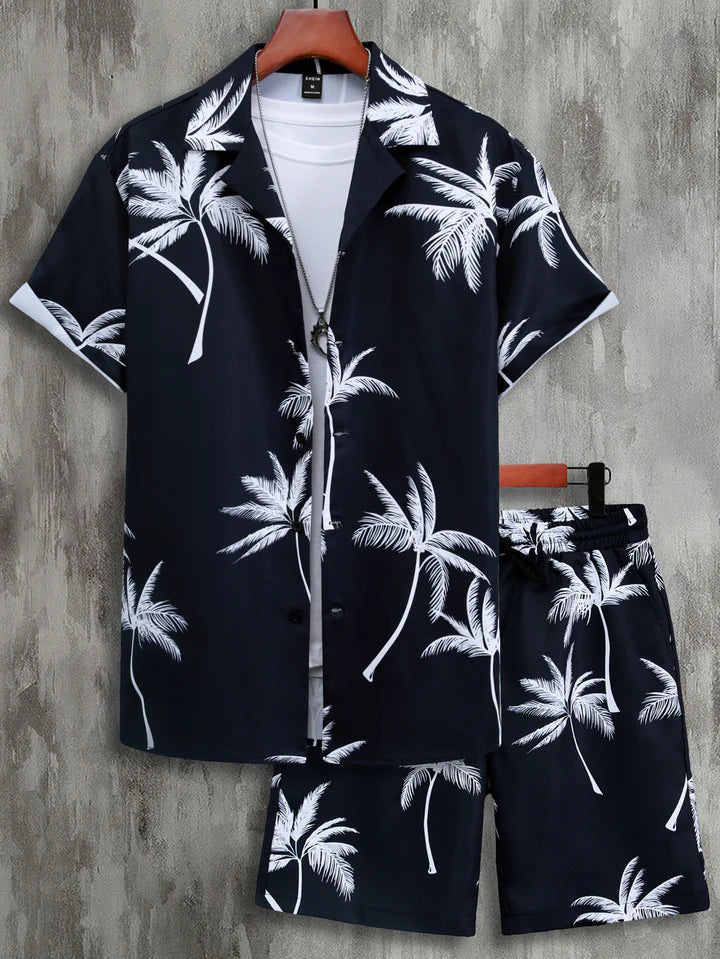 Finn | Tropical Palm Print Shirt and Shorts Set