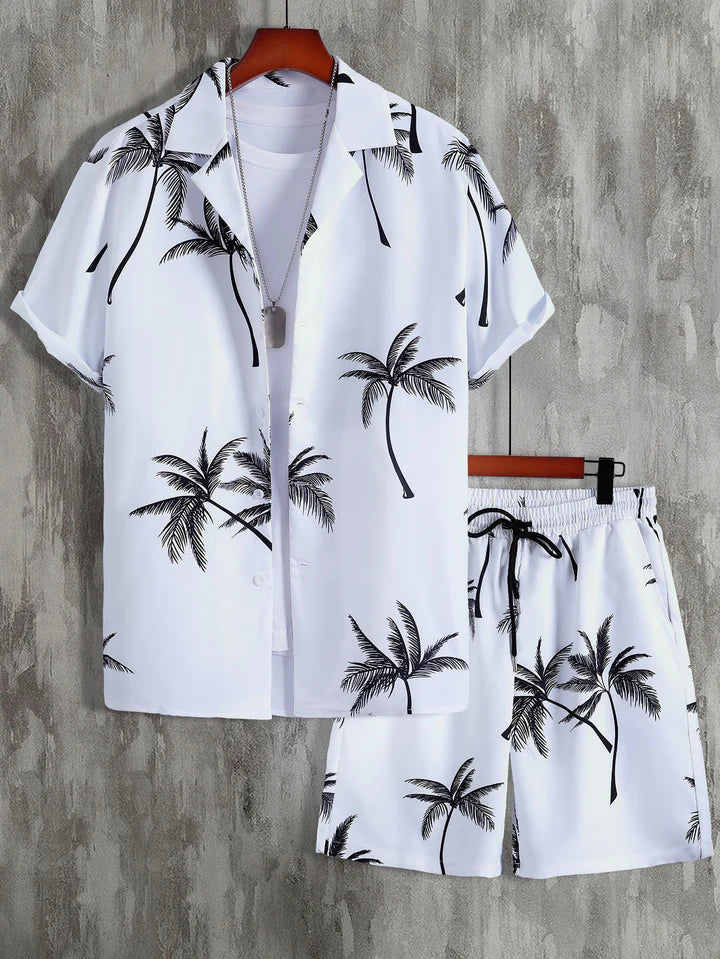 Finn | Tropical Palm Print Shirt and Shorts Set