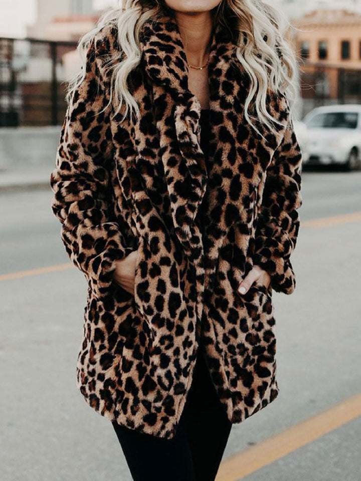 Sofia's Stylish Leopard-Patterned Winter Jacket for Women