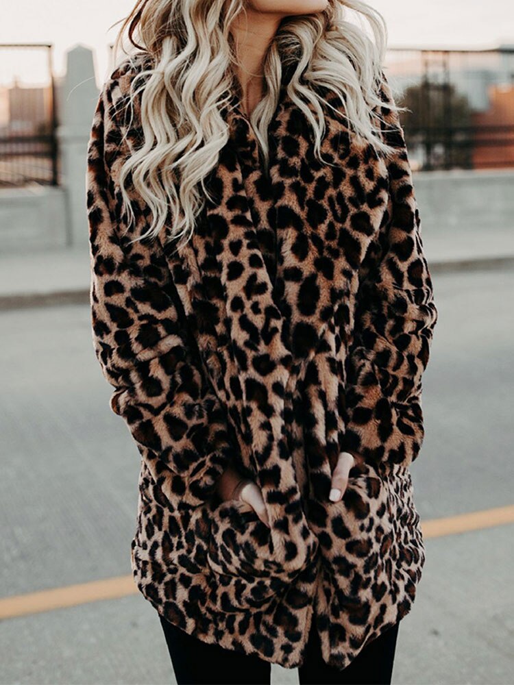Sofia's Stylish Leopard-Patterned Winter Jacket for Women