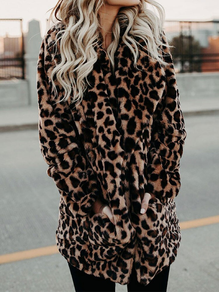 Sofia's Stylish Leopard-Patterned Winter Jacket for Women