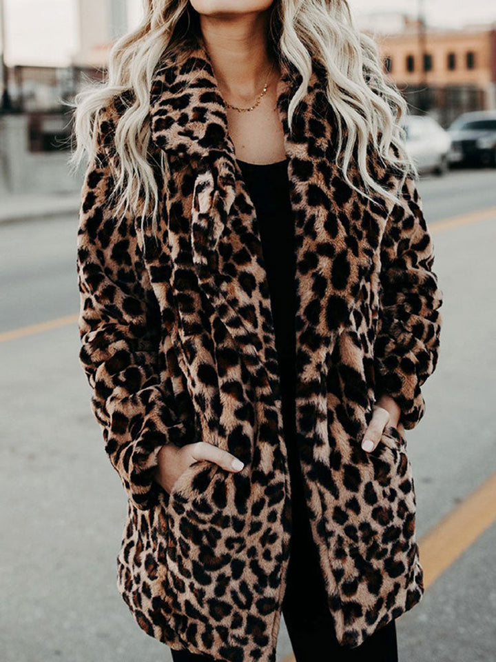 Sofia's Stylish Leopard-Patterned Winter Jacket for Women