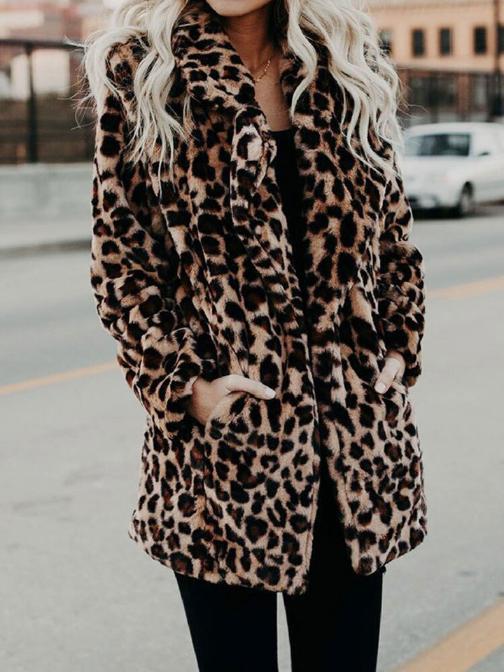 Sofia's Stylish Leopard-Patterned Winter Jacket for Women