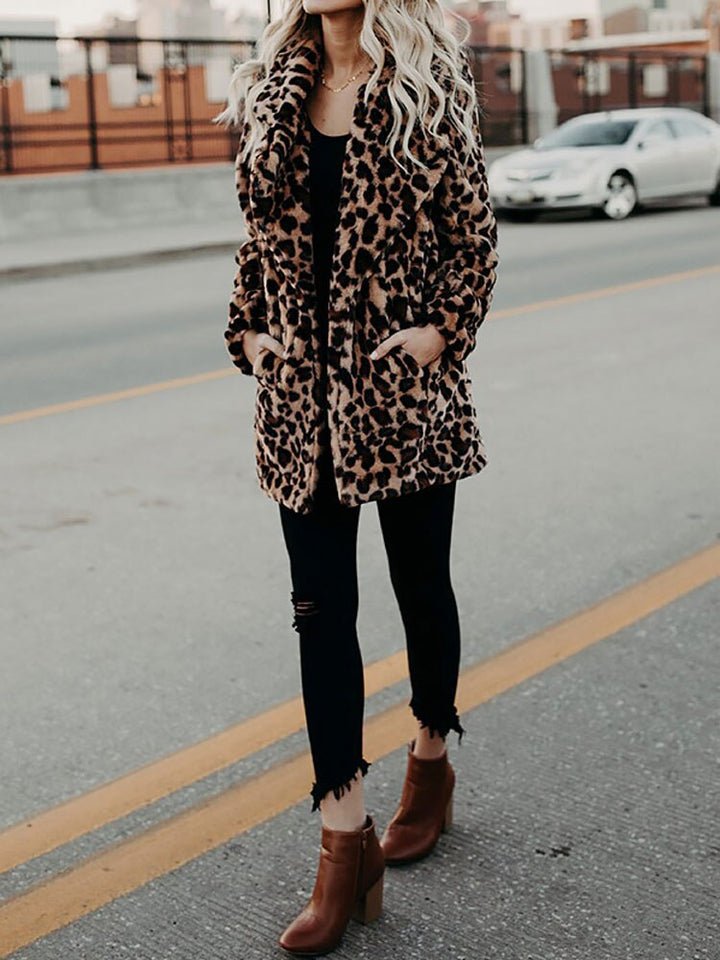 Sofia's Stylish Leopard-Patterned Winter Jacket for Women
