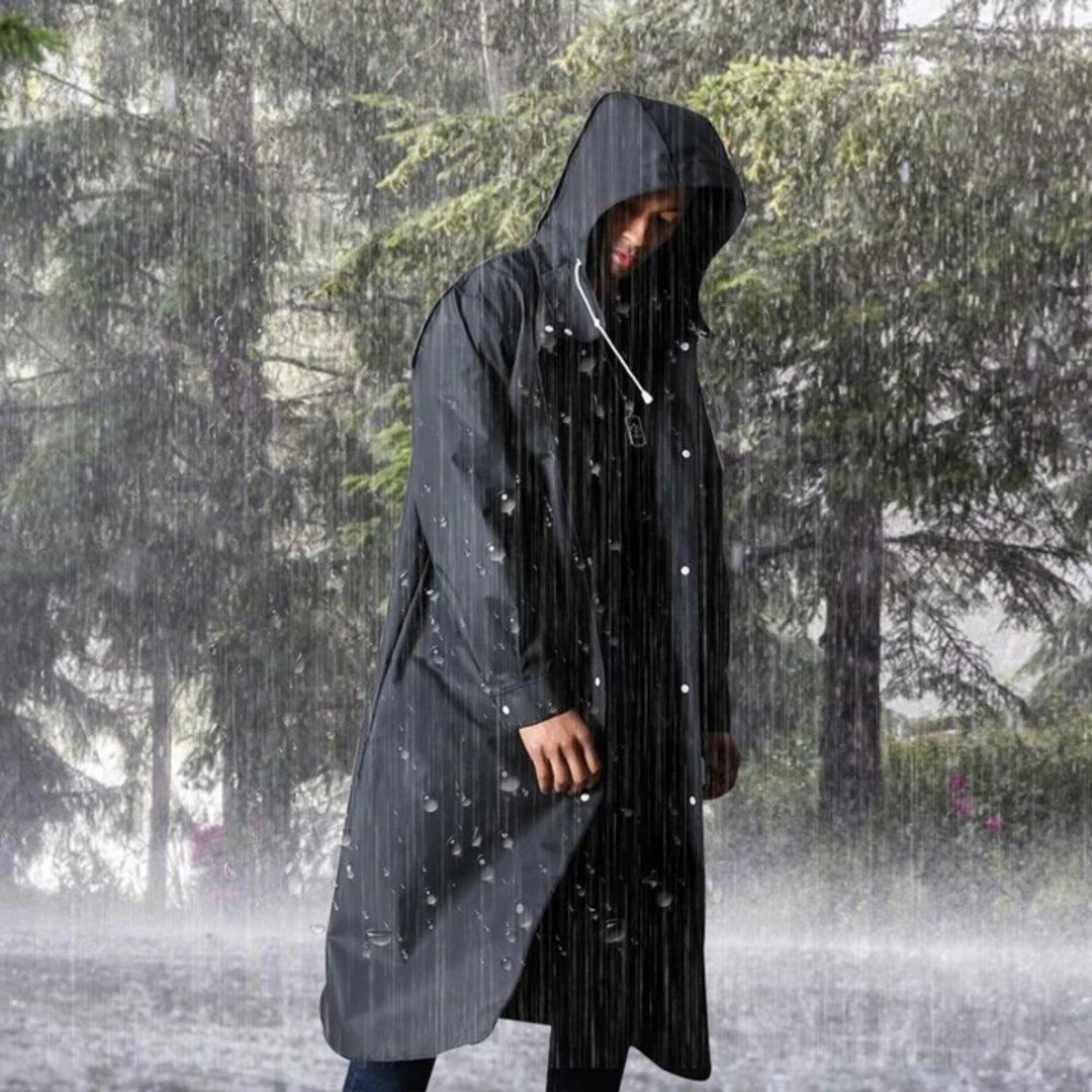 Titan Shield Long Raincoat for Men with Hood
