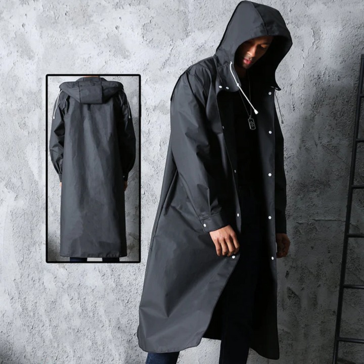 Titan Shield Long Raincoat for Men with Hood