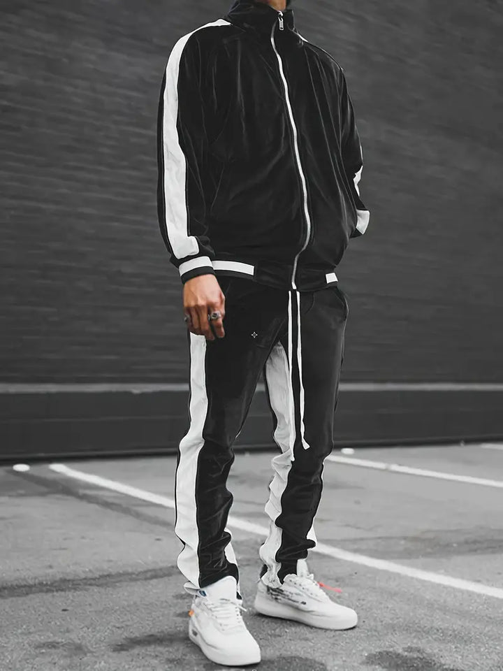 Men's Zip-Up Velvet Tracksuit - Oliver's Collection