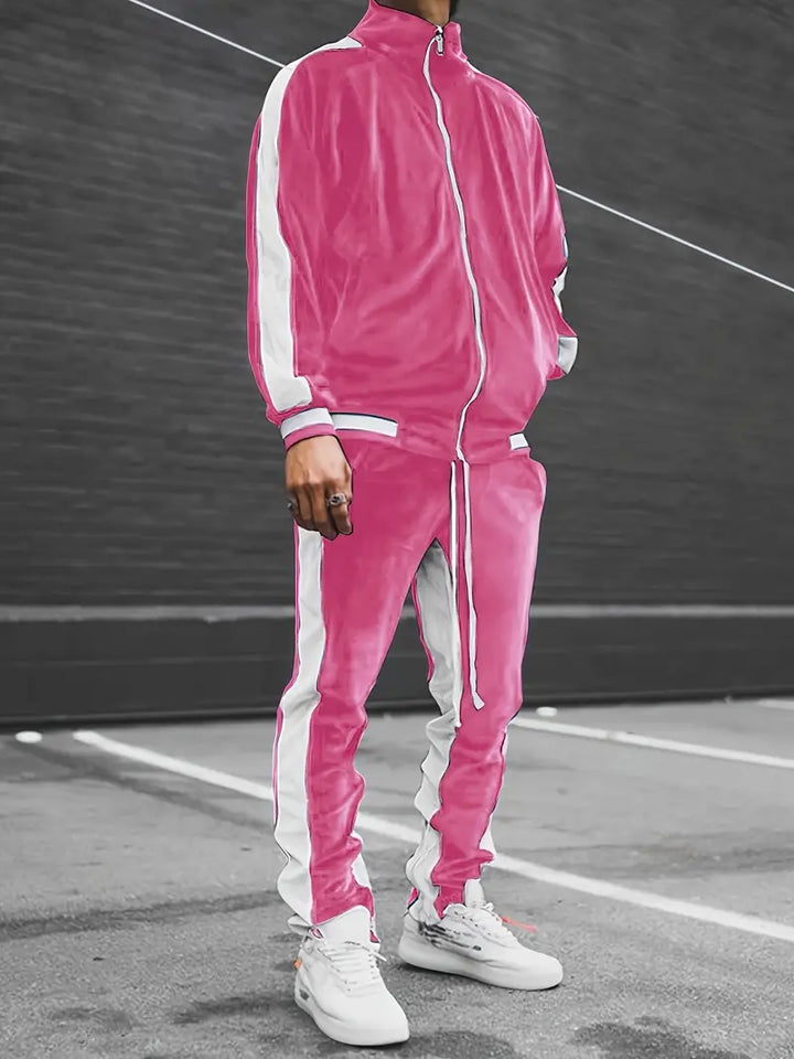 Men's Zip-Up Velvet Tracksuit - Oliver's Collection