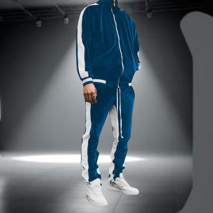 Men's Zip-Up Velvet Tracksuit - Oliver's Collection