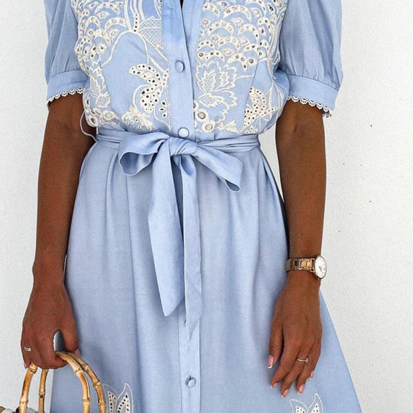 Embroidered Long Dress - Bella