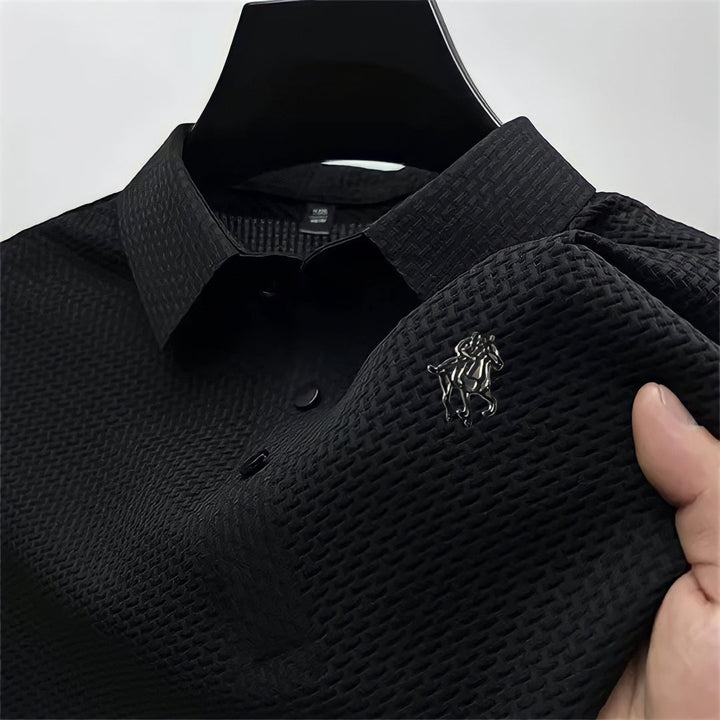 Textured Easy-Care Fitted Polo for Men