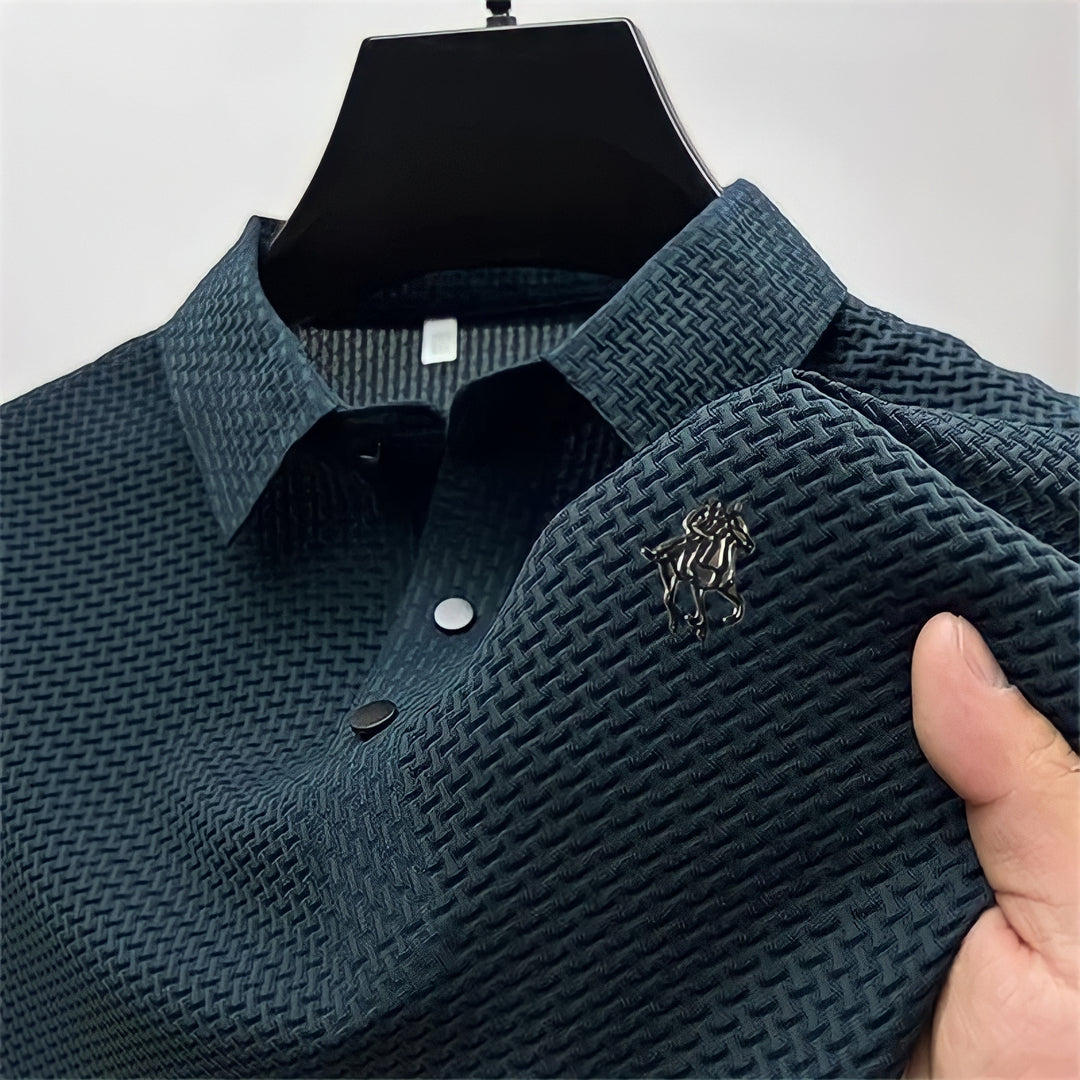 Textured Easy-Care Fitted Polo for Men