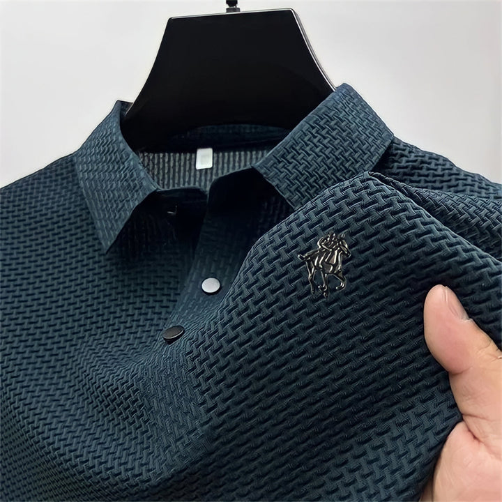 Textured Easy-Care Fitted Polo for Men