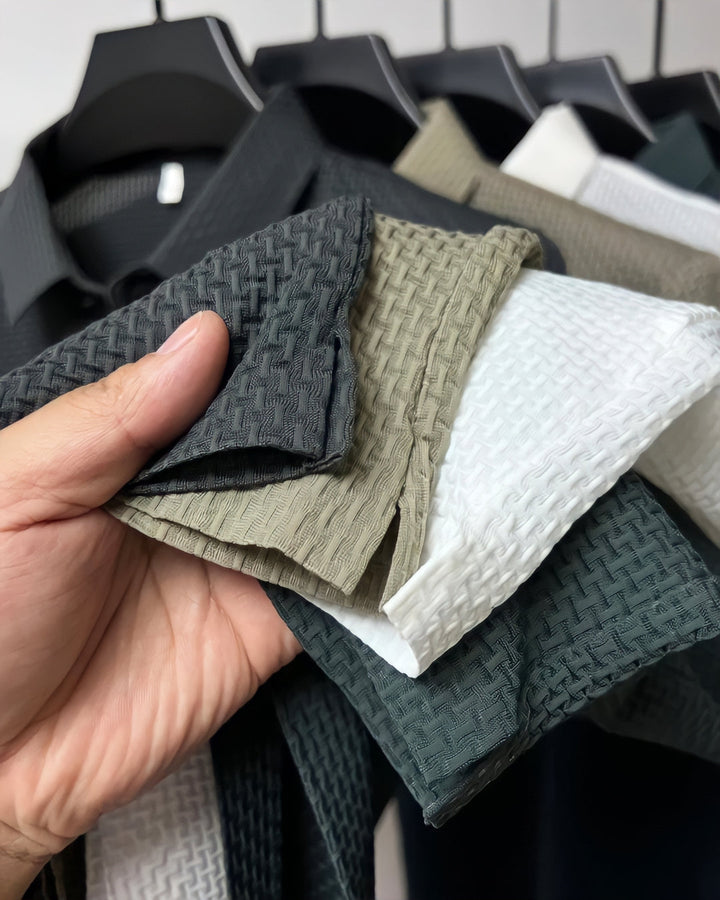 Textured Easy-Care Fitted Polo for Men