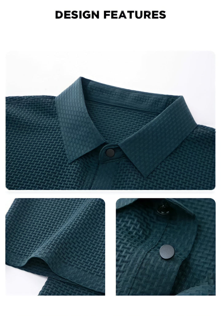 Textured Easy-Care Fitted Polo for Men
