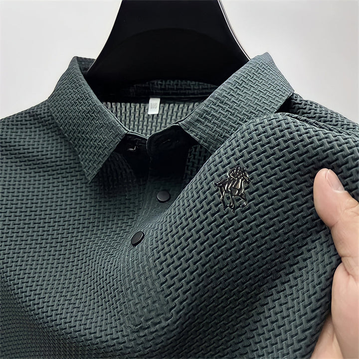 Textured Easy-Care Fitted Polo for Men