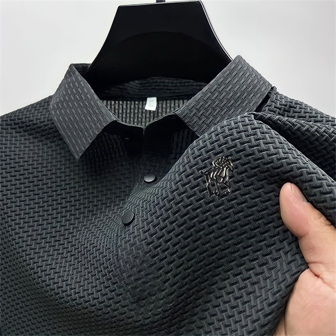 Textured Easy-Care Fitted Polo for Men