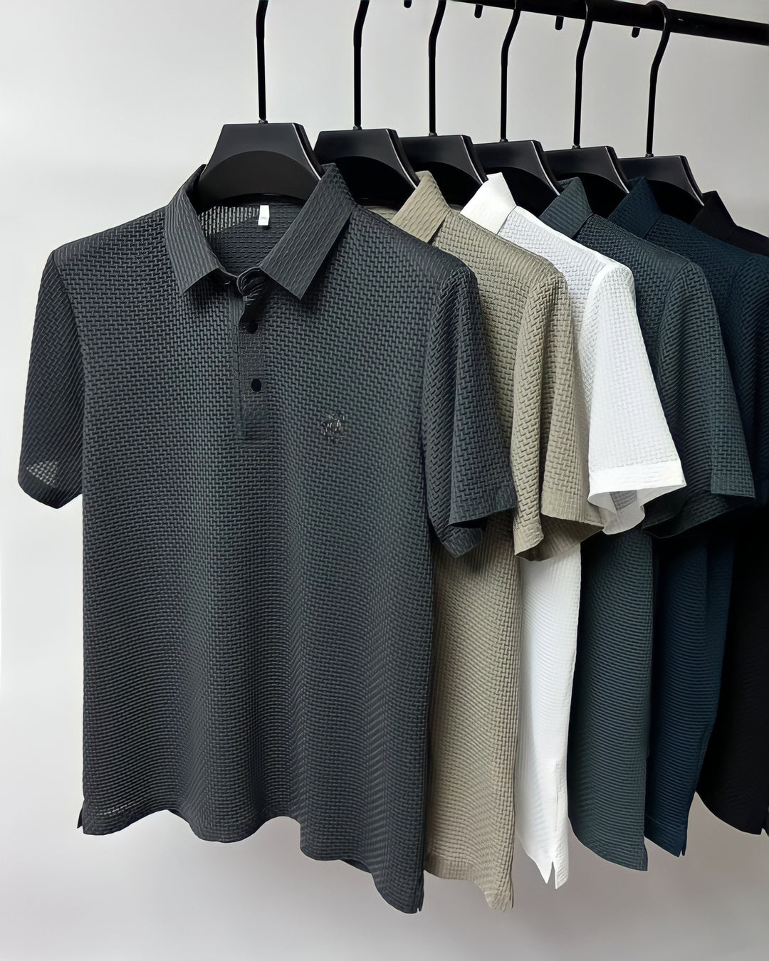 Textured Easy-Care Fitted Polo for Men