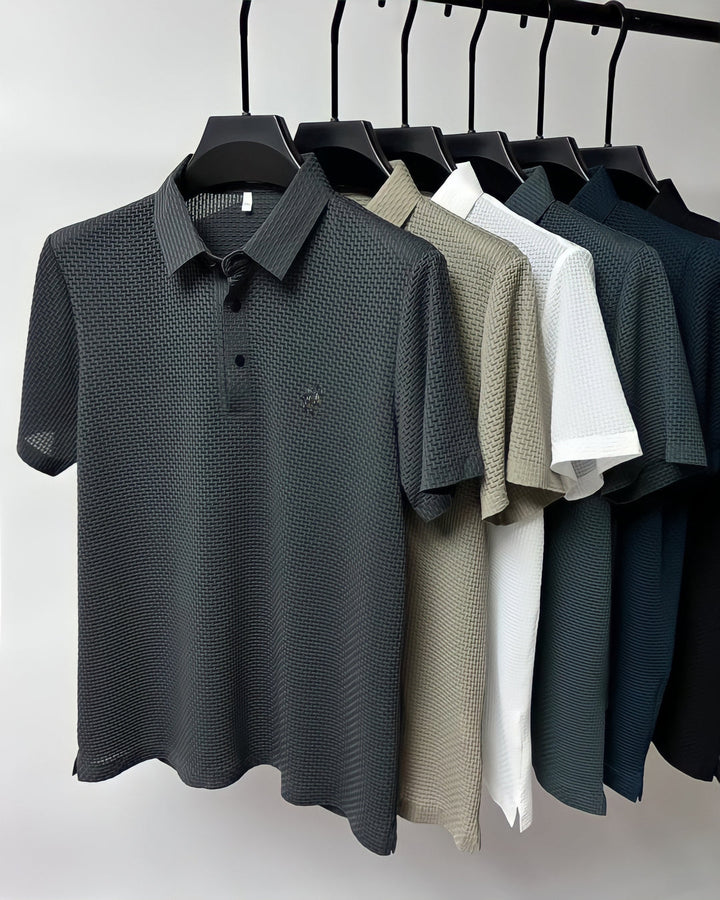 Textured Easy-Care Fitted Polo for Men