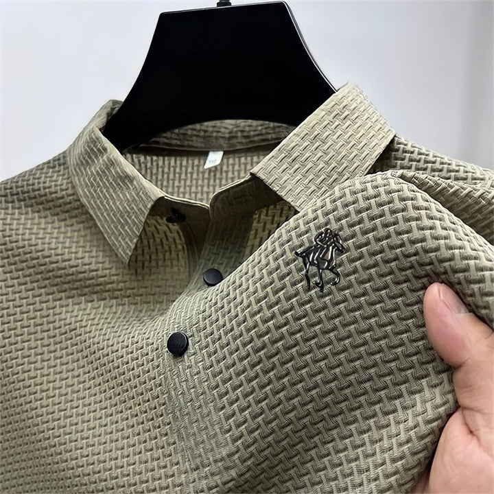 Textured Easy-Care Fitted Polo for Men