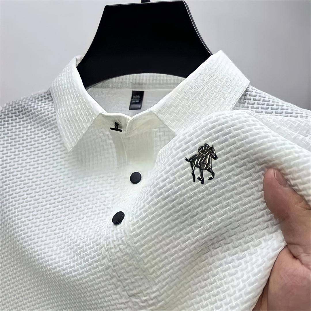 Textured Easy-Care Fitted Polo for Men