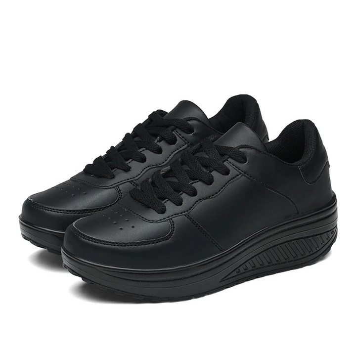 Black Leather Sneakers for Women - MoveEasy