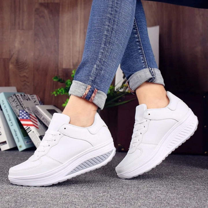 Black Leather Sneakers for Women - MoveEasy
