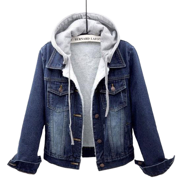 Chic Plus-Size Hooded Denim Coat for Trendy Comfort