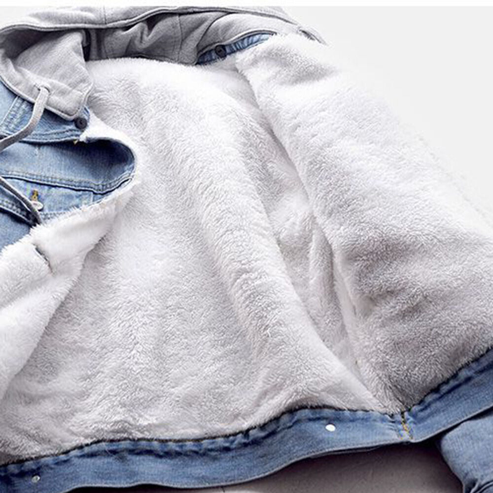 Chic Plus-Size Hooded Denim Coat for Trendy Comfort