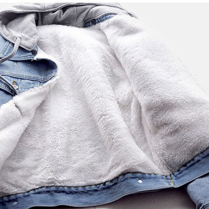 Chic Plus-Size Hooded Denim Coat for Trendy Comfort