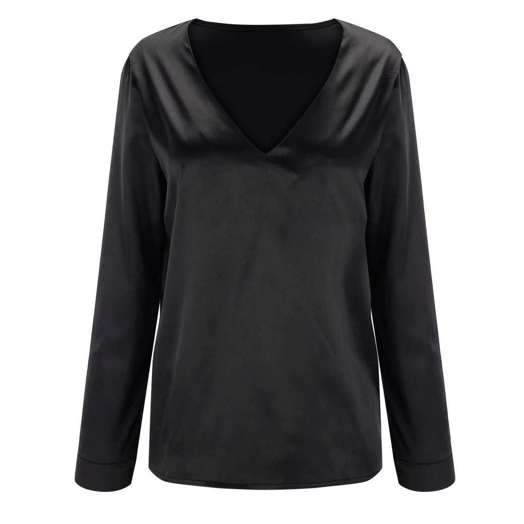 Chic Long Sleeve Blouse for Women with V-Neck - Bella