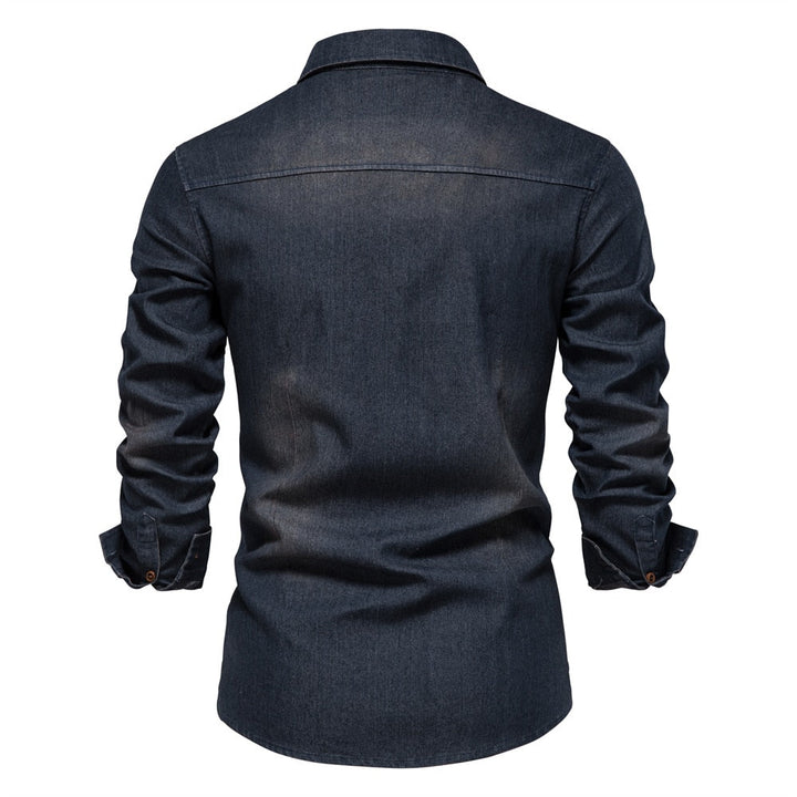 Cotton Blend Casual Denim Shirt - Ethan