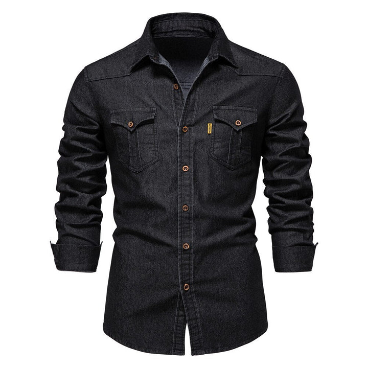 Cotton Blend Casual Denim Shirt - Ethan