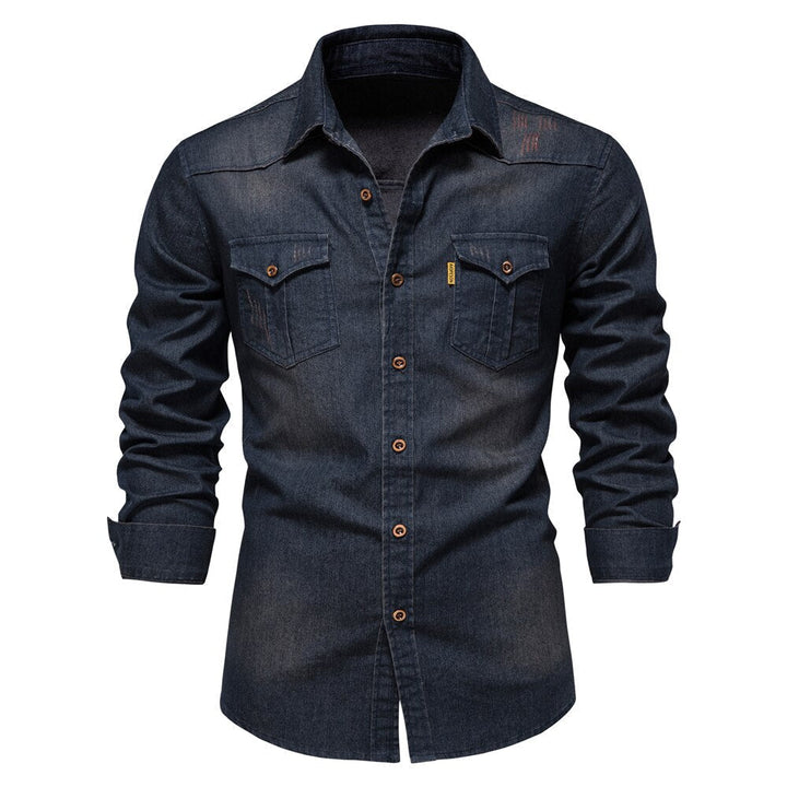 Cotton Blend Casual Denim Shirt - Ethan