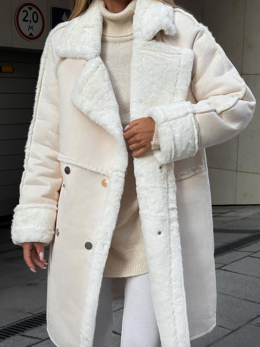 Chic Long Fleece Coat for Women - Mia