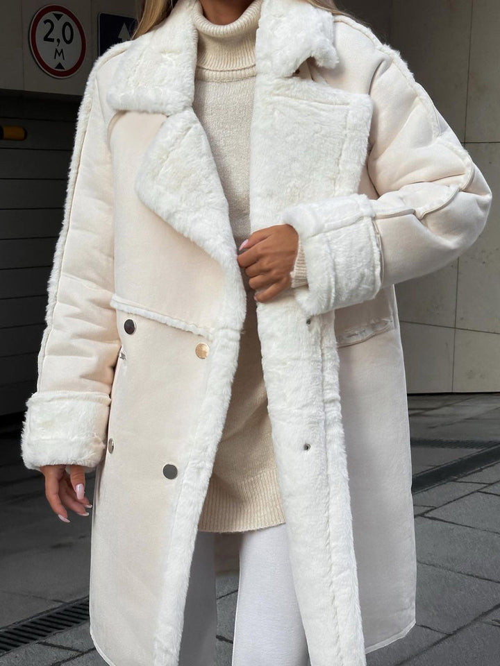 Chic Long Fleece Coat for Women - Mia