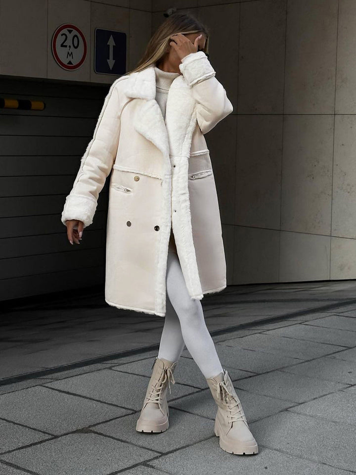 Chic Long Fleece Coat for Women - Mia