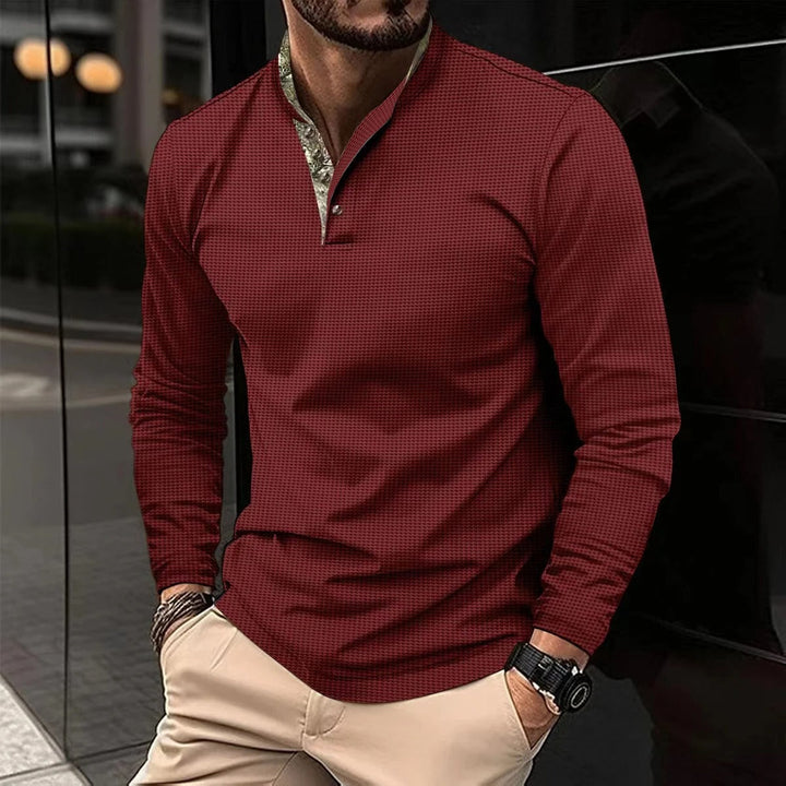Trendy Long Sleeve Polo Shirt for Men - Carter