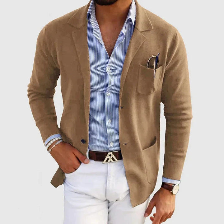 Chic Blazer for Men Featuring Easy-Access Button Pockets and Elegant Collar - Vincent