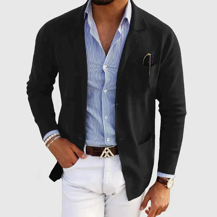 Chic Blazer for Men Featuring Easy-Access Button Pockets and Elegant Collar - Vincent