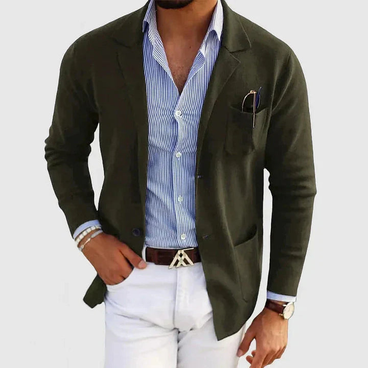 Chic Blazer for Men Featuring Easy-Access Button Pockets and Elegant Collar - Vincent