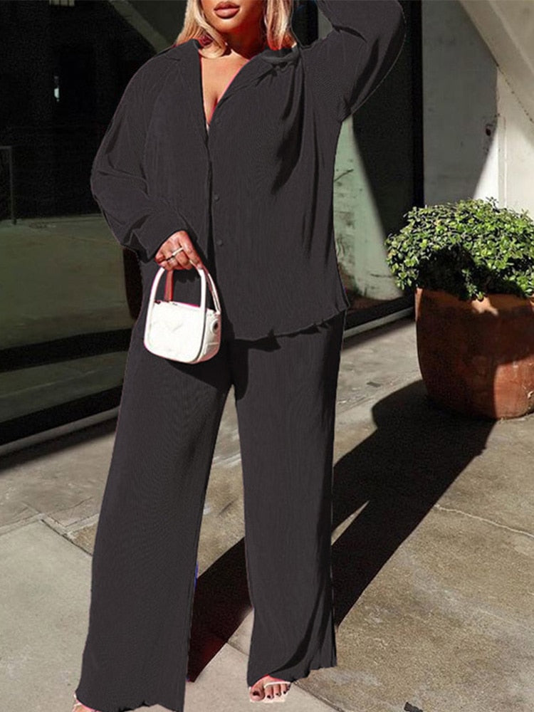 Chic Women's Vibrant Two-Piece Outfit | Blouse and Trousers