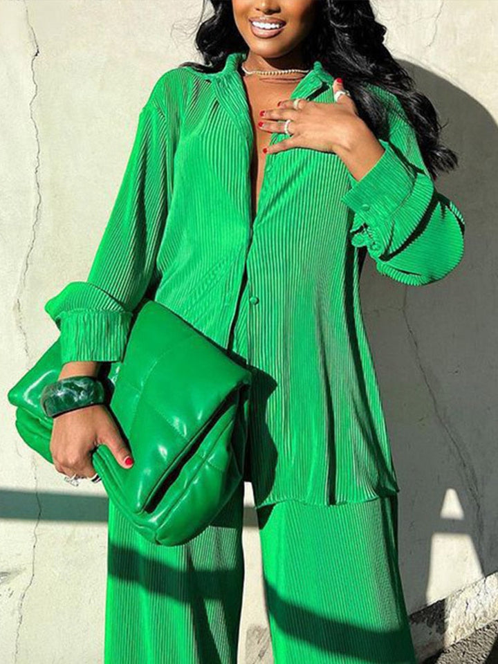 Chic Women's Vibrant Two-Piece Outfit | Blouse and Trousers