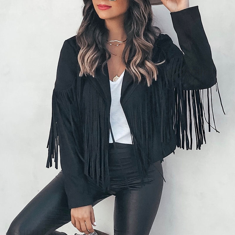 Chic Fringed Suede Women's Jacket - Ava